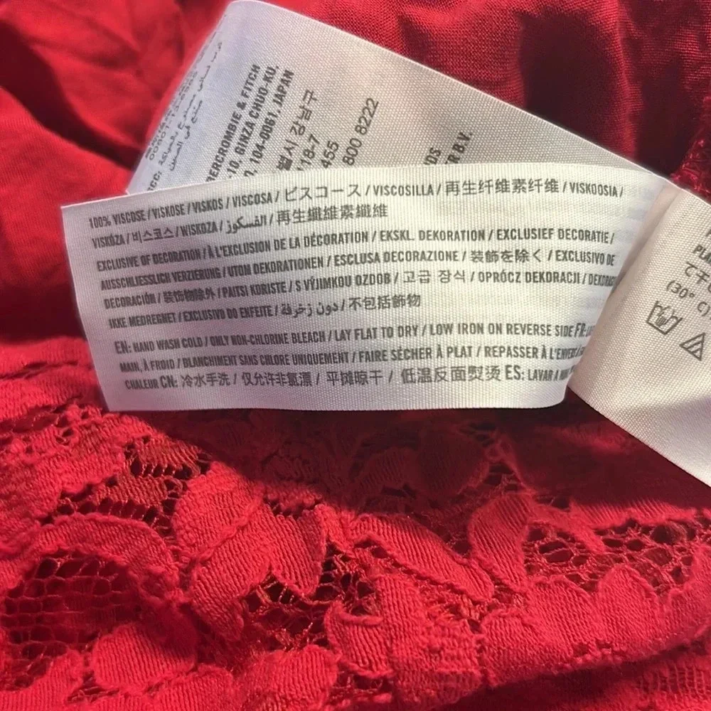 Hollister High-Neck Red Lace Dress, Sz XS, Fully Lined - Picture 11 of 11